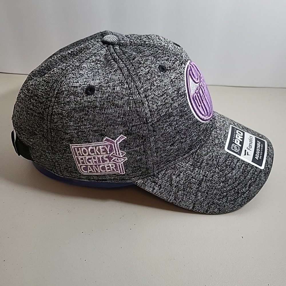 Edmonton Oilers Fanatics Hockey Fights Cancer Adjustable Cap Hat OSFM Brand New - Picture 2 of 6